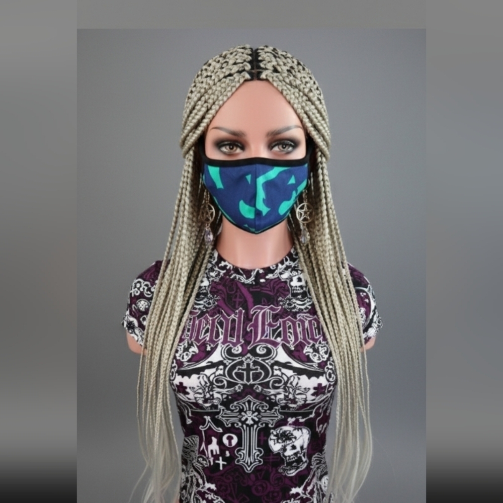 Unisex Blue Green Face Mask Breathable Lightweight
